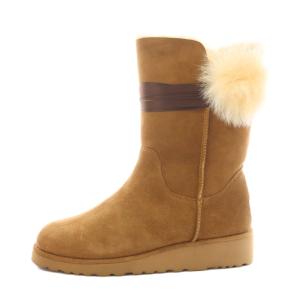ムートンブーツ ショートブーツ ファー ボア 25.0cm 茶 ブラウン 1018518 /AN2