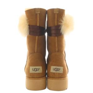 UGG australia ムートンブーツ ショートブーツ ファー ボア 25.0cm 茶 ブラウン 1018518 /AN2