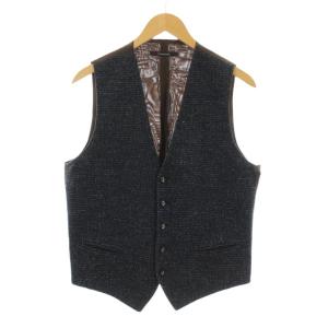 ベスト ジレ 切替 ウール シルク混 50 紺 ネイビー 茶 ブラウン 07UIK125 /KU