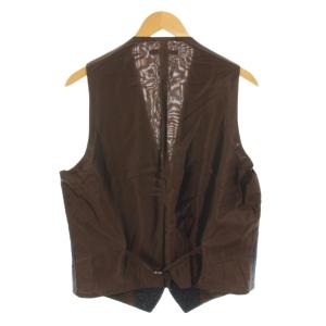 TAGLIATORE ベスト ジレ 切替 ウール シルク混 50 紺 ネイビー 茶 ブラウン 07UIK125 /KU