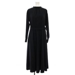 タック フレアー ベルト ワンピース マシンウォッシャブル ロング 長袖 F 紺 ネイビー 3526-162-2673