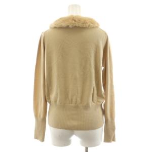 M'S GRACY ニットカーディガン ファー襟 ビジュー パール装飾 レッキスファー 40 ベージュ /AN36