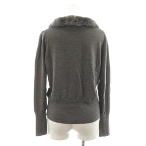 M'S GRACY ニットカーディガン ファー襟 ビジュー パール装飾 レッキスファー 40 グレー GL-328550 /AN33
