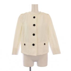 ノーカラージャケット アウター ショート丈 ワンカラー 38 白 ホワイト /BB