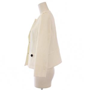 BURBERRY LONDON ノーカラージャケット アウター ショート丈 ワンカラー 38 白 ホワイト /BB