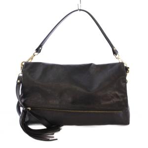 2WAY ショルダーバッグ ハンドバッグ ワンハンドル レザー ワンカラー 黒 ブラック /BB
