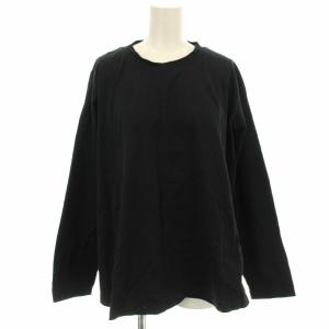 ビッグシルエット ロンT カットソー 長袖 Tシャツ 無地 F 黒 ブラック /G