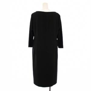 Leilian NEMIKA ワンピース ミモレ ロング 七分袖 クルーネック レース ストレッチ 11 黒 ブラック