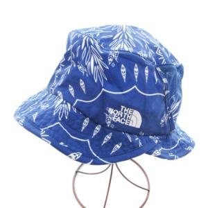 ノベルティコンパクトダブルビルハット 帽子 サファリハット バケハ 総柄 M 青 ブルー NN01611