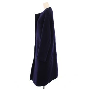 Liesse ノーカラー シャギーコート ロング アルパカ モヘヤ F 紺 A0108FC268 /BM