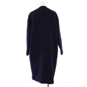 Liesse ノーカラー シャギーコート ロング アルパカ モヘヤ F 紺 A0108FC268 /BM