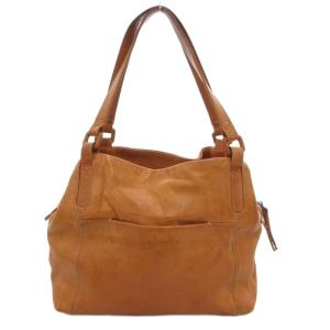 genten ハンドバッグ ロゴ レザー 茶 ブラウン /JS