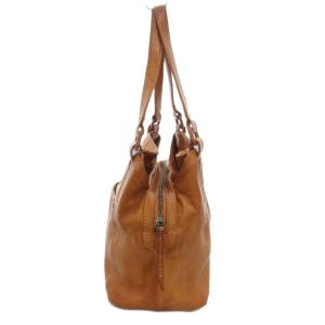 genten ハンドバッグ ロゴ レザー 茶 ブラウン /JS