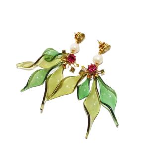 ルーフトップ ガーデン ステートメント ドロップ ピアス グリーン /KH