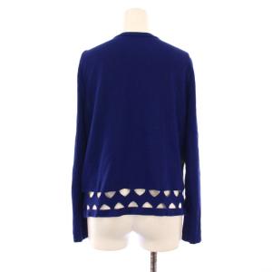 Leilian ニットカーディガン 長袖 クルーネック ストレッチ 薄手 11 青 ブルー /BB