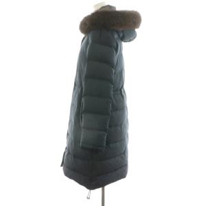 IENA P/タフタ ロングダウンコート フード フォックスファー アウター 36 紺 ネイビー 15-020-900-8000-4-0