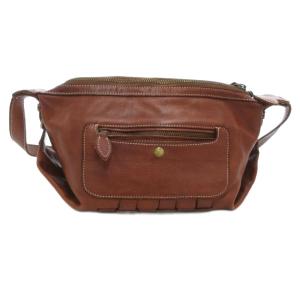 Dakota ショルダーバッグ 編み込み レザー 茶 ブラウン /JS