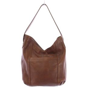 genten ハンドバッグ レザー Vカット ワンカラー 無地 茶 ブラウン /BB