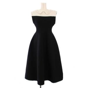 襟付きノースリーブホールガーメントワンピース フレア ミモレ ロング ノースリーブ バイカラー ストレッチ