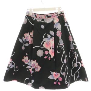 LEONARD FASHION フレアスカート 花柄 2 ピンク ブラック 0332002