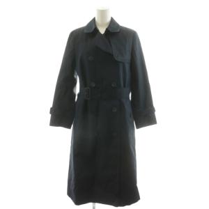 トレンチコート ロング丈 ライナー付き ベルト付き コットン 絹 シルク混 アウター 4 紺 ネイビー