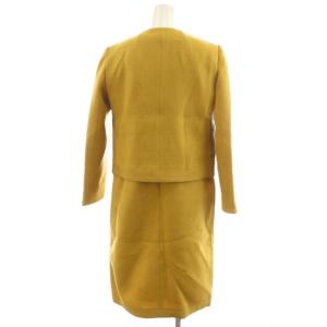 PAULE KA セットアップ 上下 ノーカラージャケット ワンピース ロング 半袖 ウール 36 マスタード /AN57