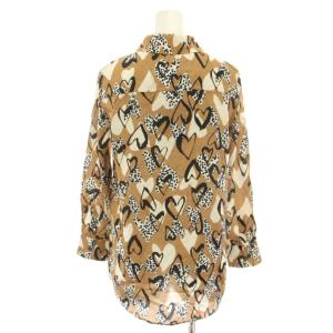 PAULE KA シャツ ブラウス 長袖 ハート柄 タグ付き 36 茶 ブラウン 黒 ブラック 白 ホワイト 195/C015