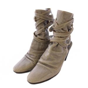 MIHARA YASUHIRO ショートブーツ ラウンドトゥ チャンキーヒール レザー 23.5cm グレー /BB