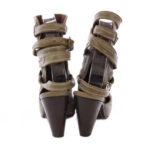 MIHARA YASUHIRO ショートブーツ ラウンドトゥ チャンキーヒール レザー 23.5cm グレー /BB