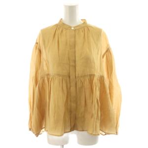 25SS ソフトオーガンジー ボリューム ブラウス シャツ 長袖 9 茶 ブラウン BLWOGM0412