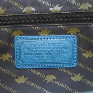 HUNTING WORLD ハンドバッグ トートバッグ ロゴ レザー キャンバス ベージュ 水色 ライトブルー /AN9