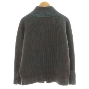 DESIGNWORKS ニットジャケット ジップアップ ストライプ ウール カシミヤ混 50 青 ブルー 茶 ブラウン 0343-00-43018