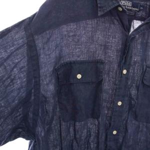 Polo by Ralph Lauren WHITFIELD 長袖 シャツ リネン XL 紺 ネイビー /YM