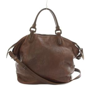 ショルダーバッグ ハンドバッグ 2WAY レザー 茶 ブラウン /KU