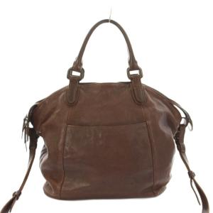 genten ショルダーバッグ ハンドバッグ 2WAY レザー 茶 ブラウン /KU