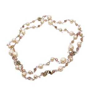 ネックレス ビーズ ベージュ 白 /KH