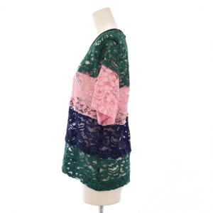 MSGM シャツ ブラウス プルオーバー 半袖 クルーネック ストレッチ レース 刺繍 40 マルチカラー /BB