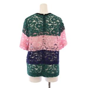 MSGM シャツ ブラウス プルオーバー 半袖 クルーネック ストレッチ レース 刺繍 40 マルチカラー /BB