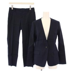 セットアップ ノーカラージャケット アウター シングル スラックスパンツ ジップフライ ストレッチ 36