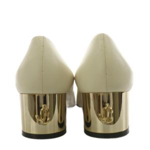 JIMMY CHOO RYDEA PUMP パンプス チャンキーヒール スクエアトゥ レザー 37 白 ホワイト /AN14