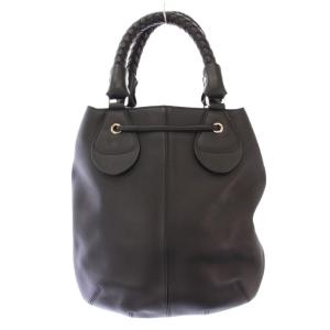 HIROFU ハンドバッグ レザー タッセル ワンカラー 牛革 黒 ブラック /BB