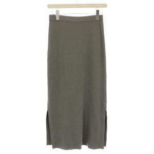 MAXI SKIRT ニットスカート ロング タイト スリット リブニット P グレー 01-8207701-032