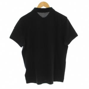 MONCLER MAGLIA POLO MANICA CORTA ポロシャツ カットソー 鹿の子 半袖 ワッペン M 黒