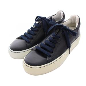 JIL SANDER NAVY レザー スニーカー ローカット シューズ 37 紺 /YM