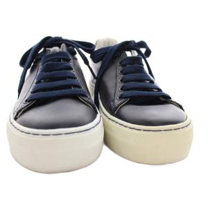 JIL SANDER NAVY レザー スニーカー ローカット シューズ 37 紺 /YM