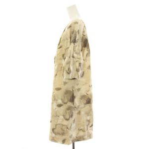 MARNI ワンピース ひざ丈 スクエアネック 七分袖 総柄 42 ベージュ HMABMABGM00TCD61-RPV29