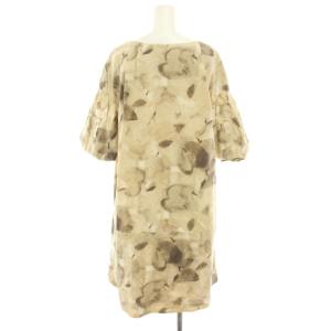 MARNI ワンピース ひざ丈 スクエアネック 七分袖 総柄 42 ベージュ HMABMABGM00TCD61-RPV29