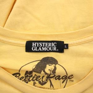 HYSTERIC GLAMOUR Bettie Page ベティペイジ Tシャツ 半袖 クルーネック ロゴ プリント L 黄色 イエロー
