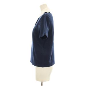 VALENTINO 25SS ポロシャツ レース襟 刺繍 金ボタン S ネイビー ホワイト