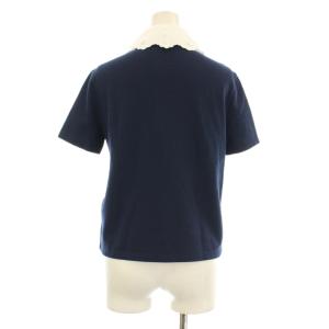 VALENTINO 25SS ポロシャツ レース襟 刺繍 金ボタン S ネイビー ホワイト